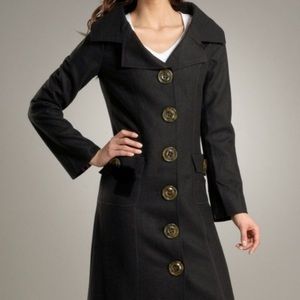 Anthropologie Millard Fillmore MF13 cotton Coat Oversize Button Black Small